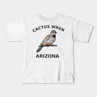 Cactus Wren, State Bird of Arizona Kids T-Shirt